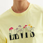 Women's Graphic Print Yellow Crew Neck T-Shirt - Detail View