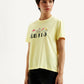 Women's Graphic Print Yellow Crew Neck T-Shirt - Side View