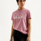 Women's Graphic Print Pink Crew Neck T-shirt - Styleshot View