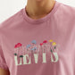 Women's Graphic Print Pink Crew Neck T-shirt - Detail View
