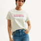 Women's Brand Logo Off-White Crew Neck T-Shirt - Styleshot View