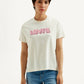 Women's Brand Logo Off-White Crew Neck T-Shirt - Front View