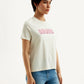 Women's Brand Logo Off-White Crew Neck T-Shirt - Side View