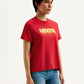 Women's Brand Logo Red Crew Neck T-Shirt - Side View