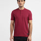 Men's Self Design Henley T-shirt Red