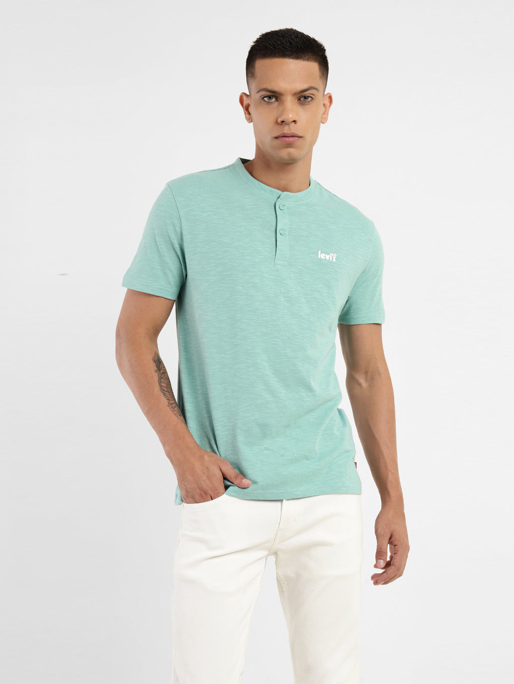 Men's Solid Henley Neck T-shirt