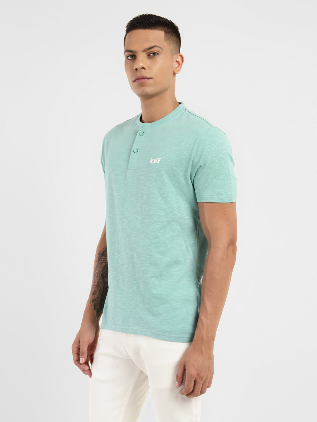 Men's Solid Henley Neck T-shirt