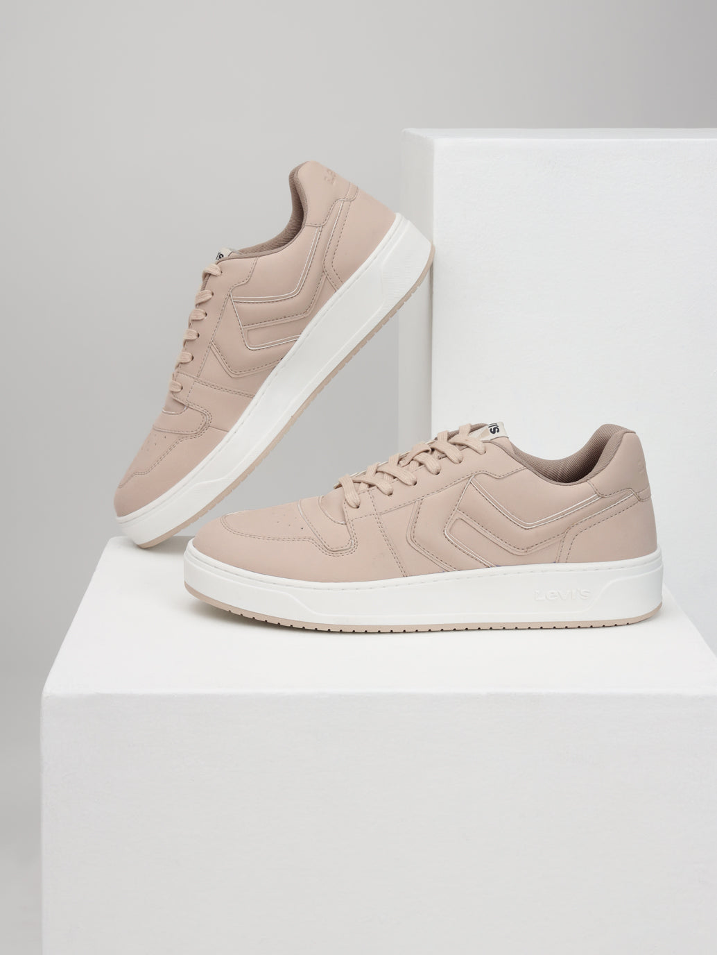 Men's Beige Solid Sneakers - Style View