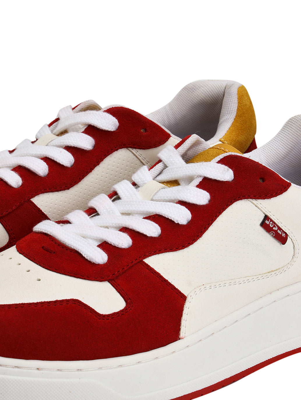 Men's Red Colorblock Sneakers - Detail View