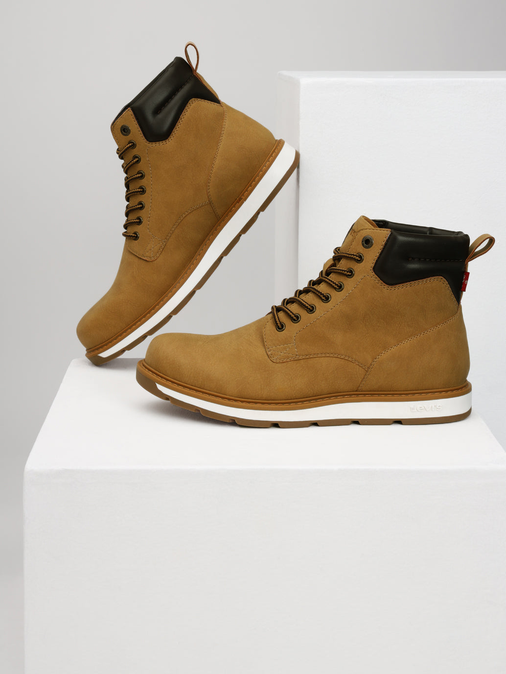 Men's Tan Solid Boots - Style View