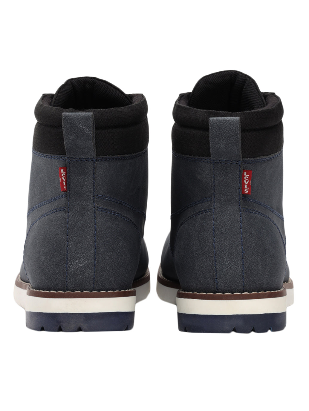 Men's Blue Solid Boots - Back View