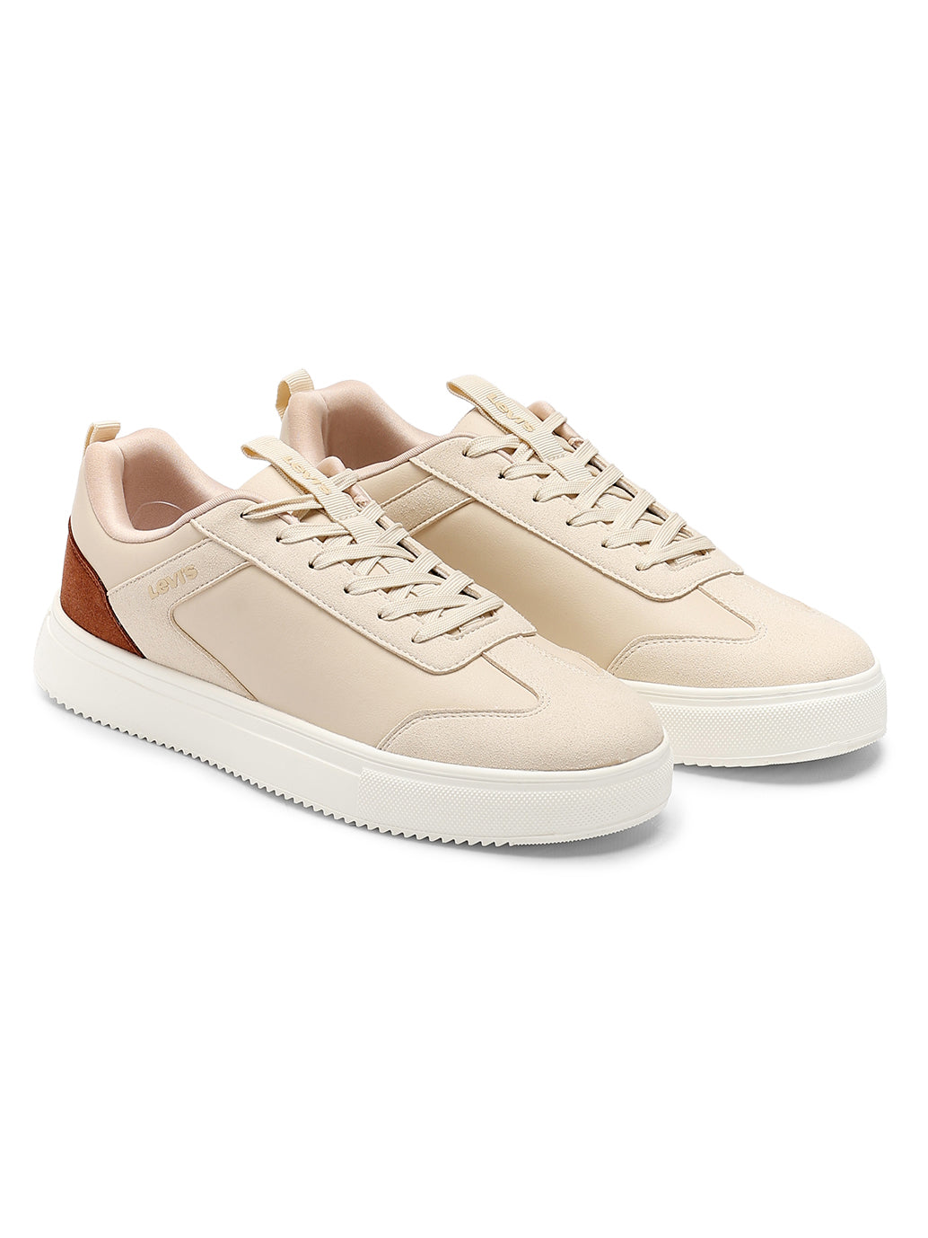 Men's Colorblock Beige Sneakers - Font View