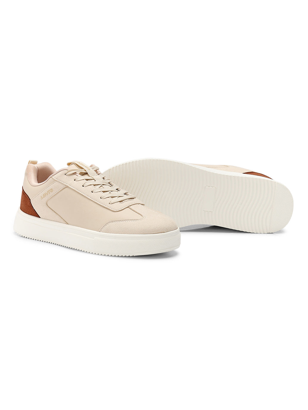 Men's Colorblock Beige Sneakers - Top View