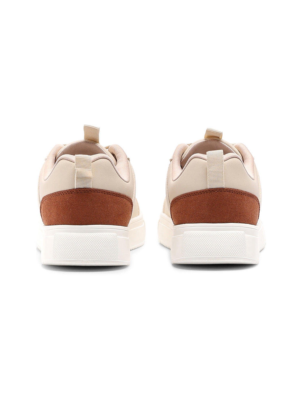 Men's Colorblock Beige Sneakers - Back View