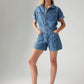 Women's Solid Blue Relaxed Fit Playsuit - 882578b4eb1c1370ae3167974b290120 View