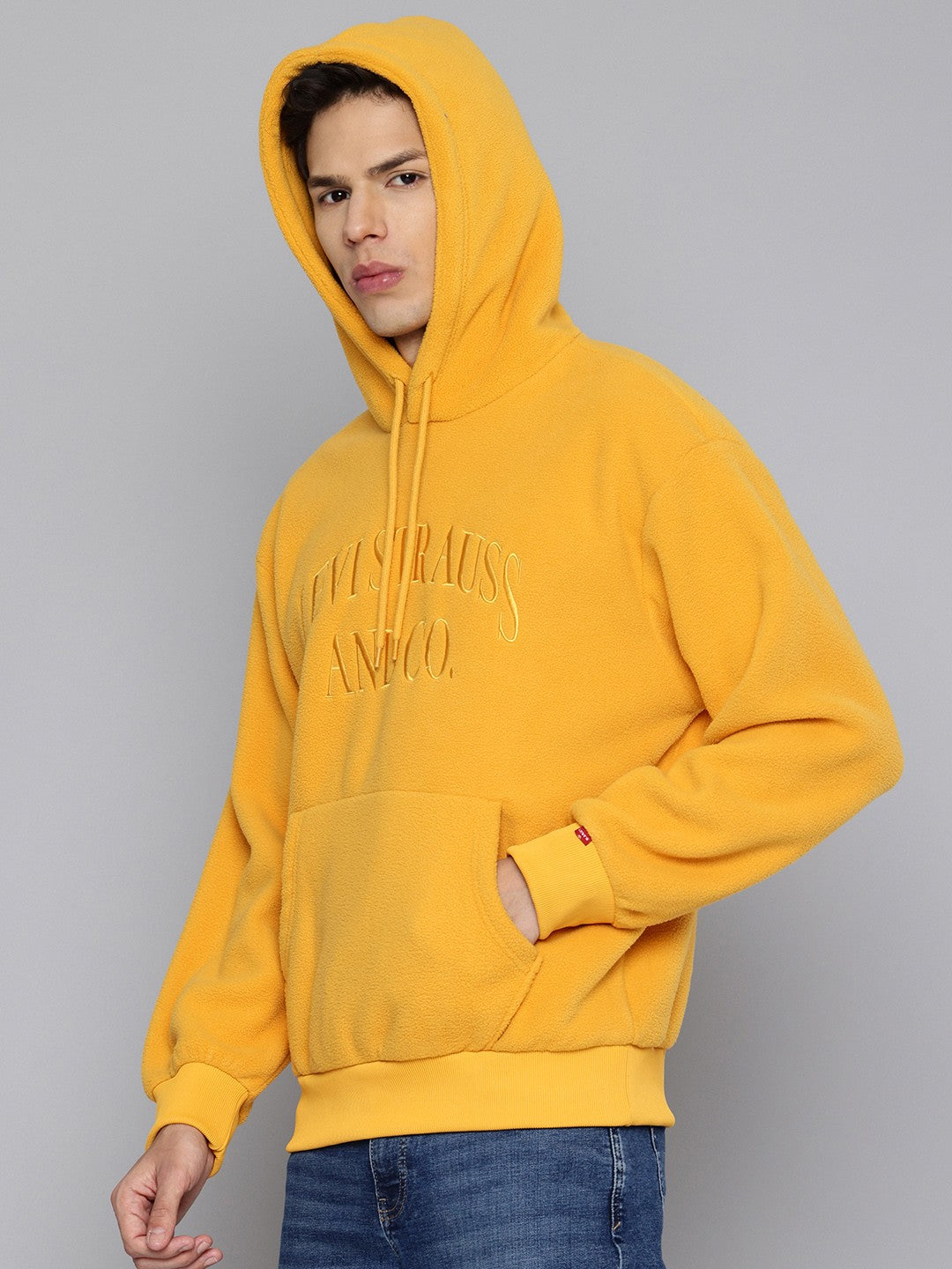 Men's Brand Logo Mustard Hooded Sweatshirt - 8a5bffb1-b106-42cd-90e5-921767b1f2121731581243834-Mens-Brand-Logo-Mustard-Hooded-Sweatshirt-5401731581243390-3 View