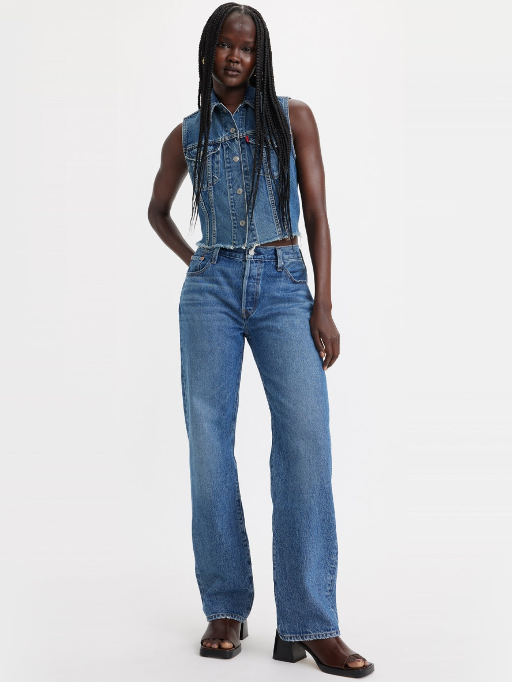 Women's 501 Blue Straight Fit High Rise Jeans - 8b9bb58aeee5e4cdb3a9190f28f15da4 View