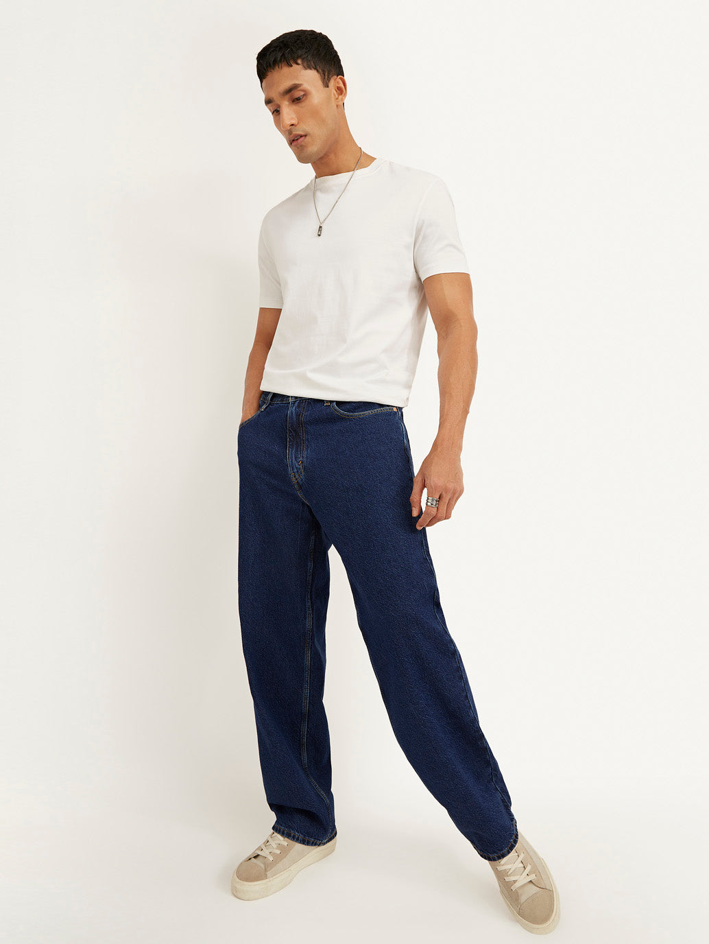 Men's 578 Navy Blue Loose Fit Mid Rise Jeans