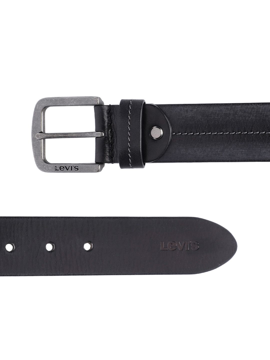 Men's Black Solid Belt - 8e09f9de-f12e-493e-9f58-87e6b2ce6a201742207113353-Men-Solid-Leather-Belt-4201742207113207-3 View