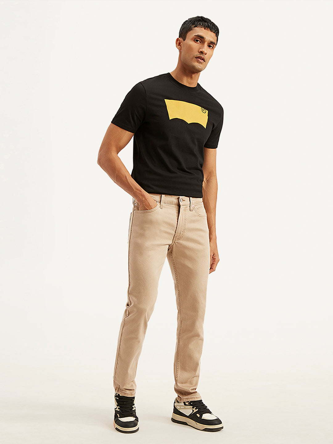 Men's 511 Beige Slim Fit Mid Rise Jeans - 9008b3ccfc7f72b968ddeb3ec01fe241 View