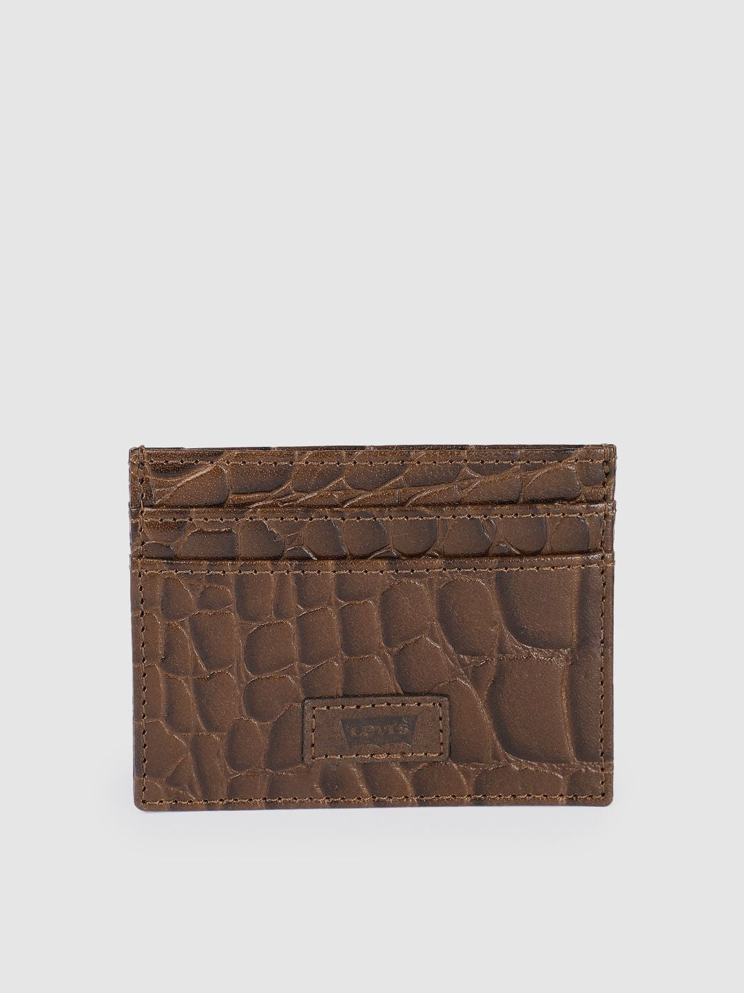 Men's Brown Textured Wallet - 90b0135e-2737-488c-aefe-9f980d4814b21742210040487-Men-Brown-Printed-Leather-Cardholder-1871742210040217-1 View