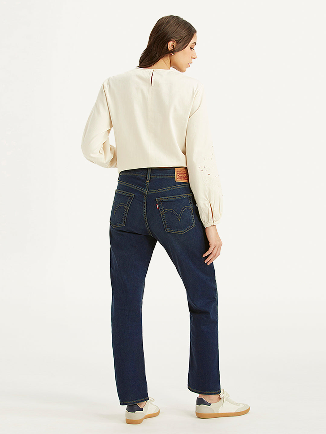 Women's Dark Blue Wedgie Straight Fit Mid Rise Jeans - 921e310b35885b0a04e114f6c3a7f404 View