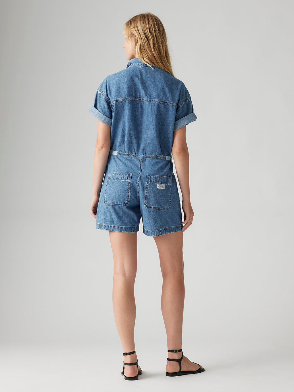 Women's Solid Blue Relaxed Fit Playsuit - 92b314414d85657adbb4a486b1ee1a44 View