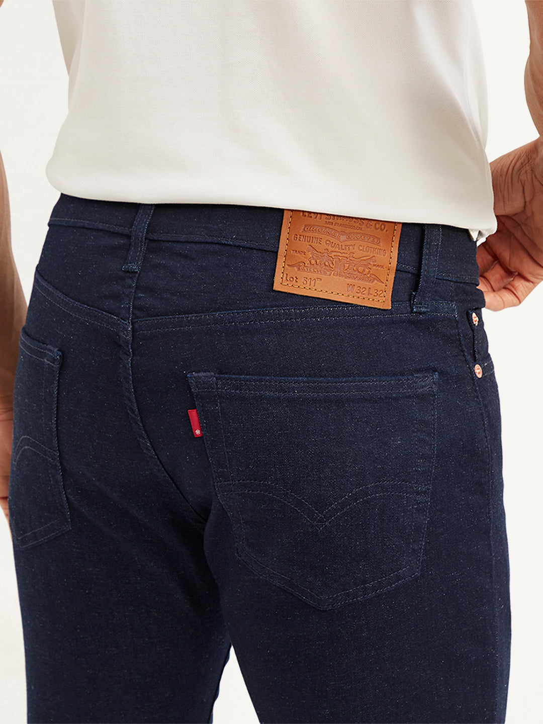 Men's 511 Navy Blue Slim Fit Mid Rise Jeans - 9349fbdb5e58c1903116280ea74174a3 View
