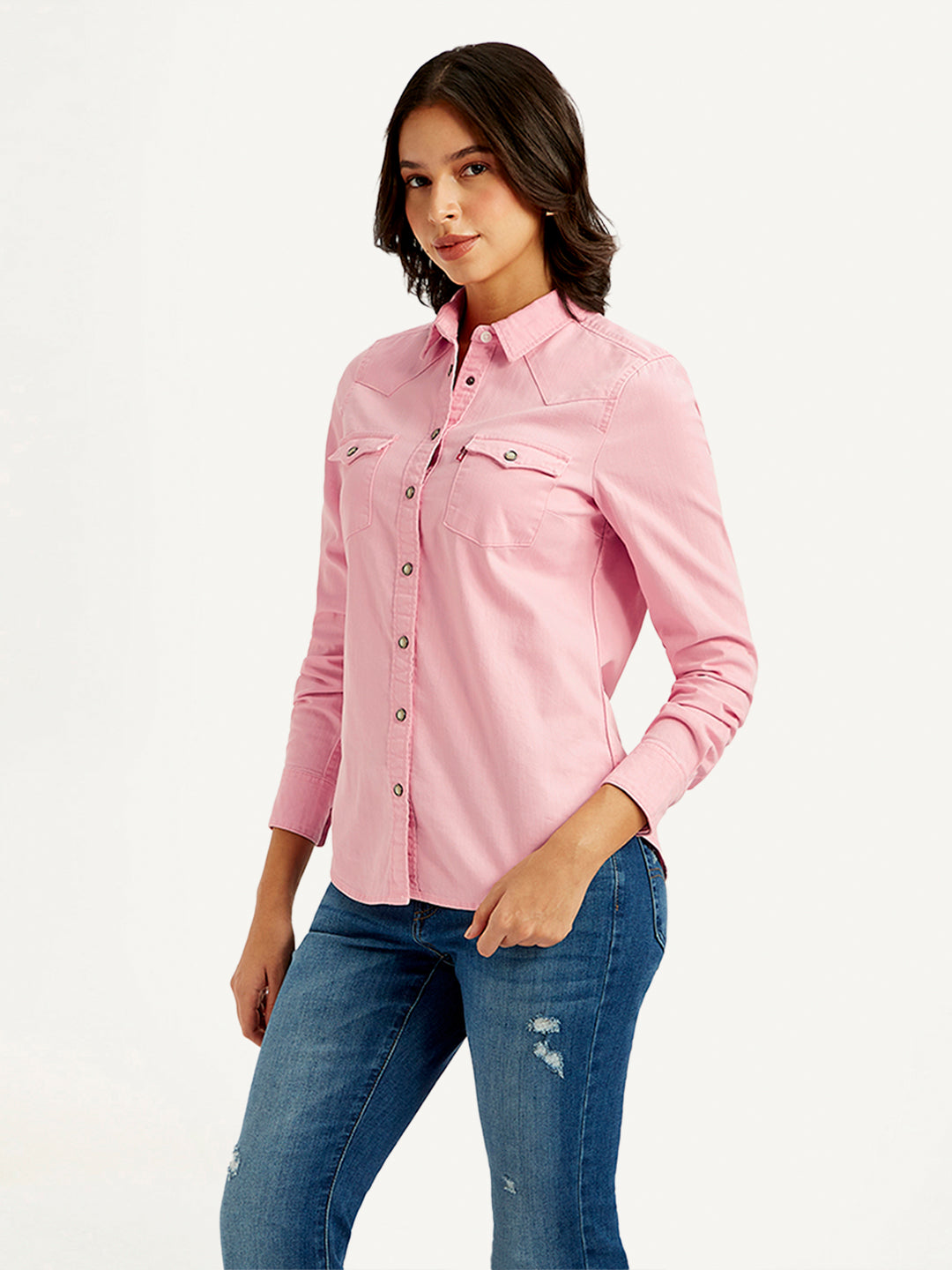 Women's Solid Spread Collar Shirt - 9567dbaa3606a7f4bfc119c802d4d79d View