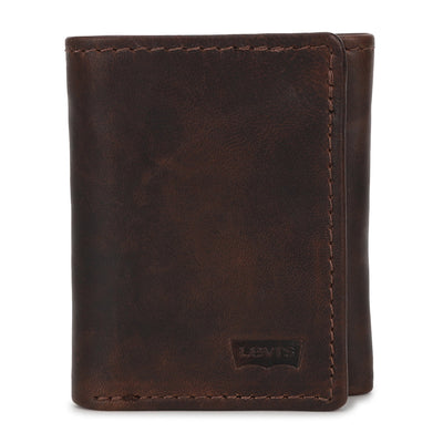 Men's Brown Brand Logo Tri-Fold Wallet