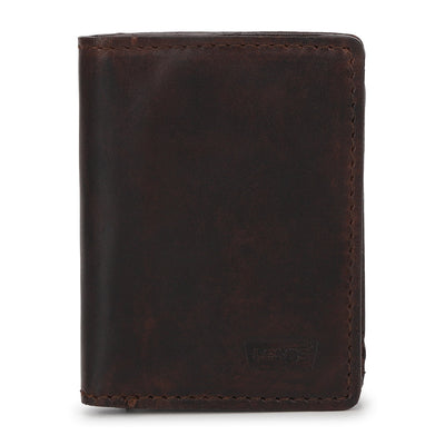 Men's Brown Brand Logo Mechanical Card Wallet