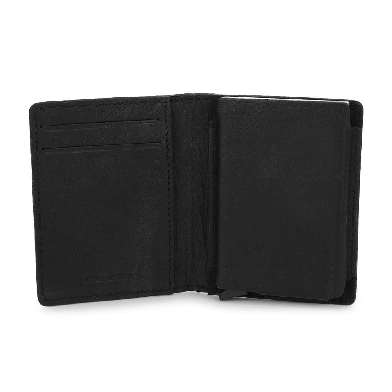 Men's Black Brand Logo Mechanical Card Wallet - Main Image