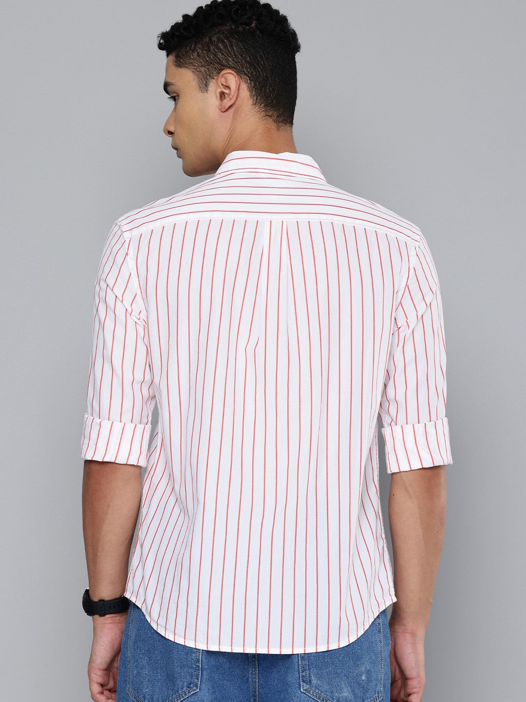 Men's Striped Slim Fit Shirt - 95f28f14-85f7-4fe8-97f9-0a13366a35f51724663541841-Mens-Checkered-Slim-Fit-Shirt-4361724663541389-5 View