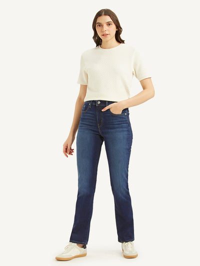 levi's Women's 724 Dark Blue Straight Fit High Rise Jeans-picture-18