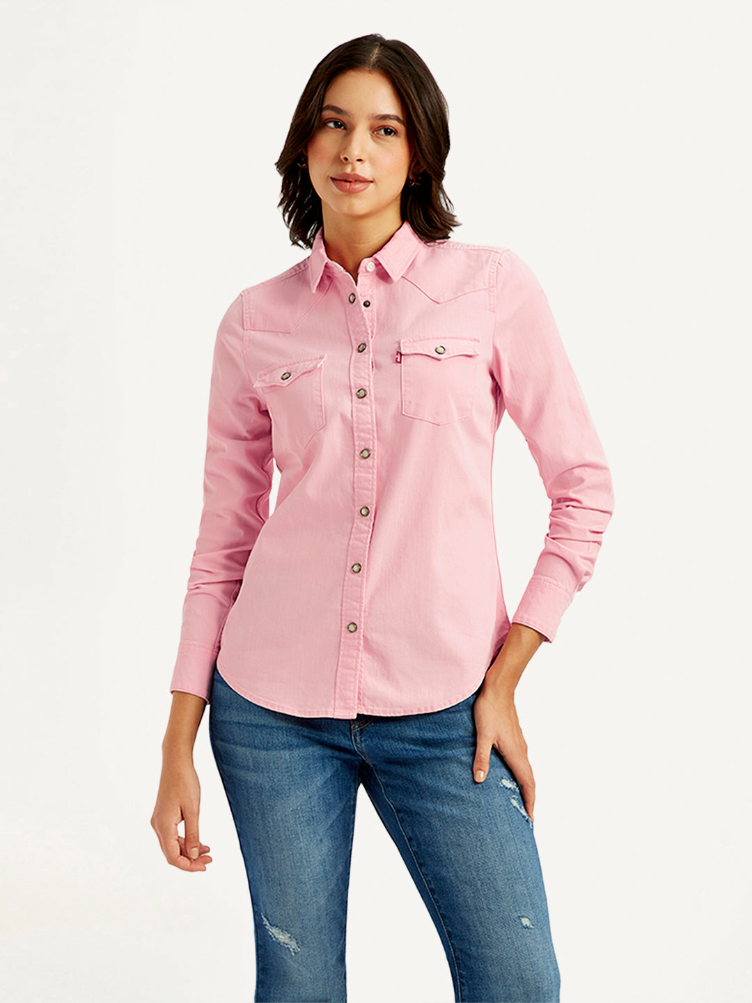 Women's Solid Spread Collar Shirt - 9936a4c7a9292716b361c45144343df6 View