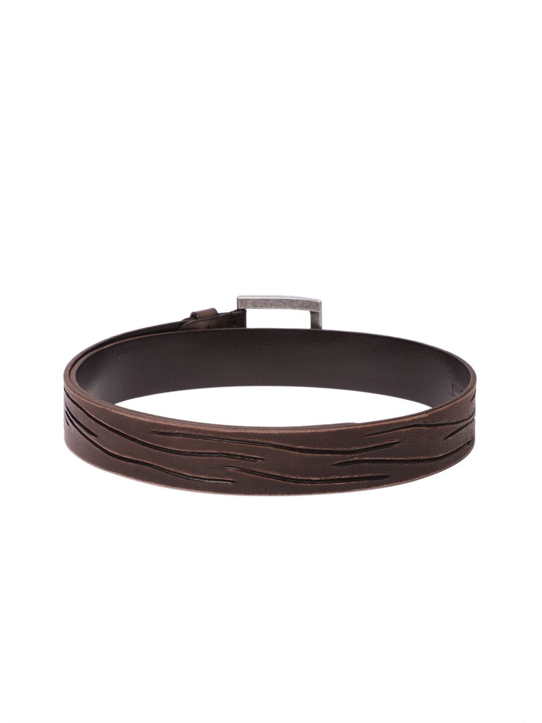Men's Brown Textured Belt - 9b0c6c85-e8eb-42aa-9f9c-f213cb02616f1742207047388-Men-Textured-Leather-Belt-4111742207047245-2 View