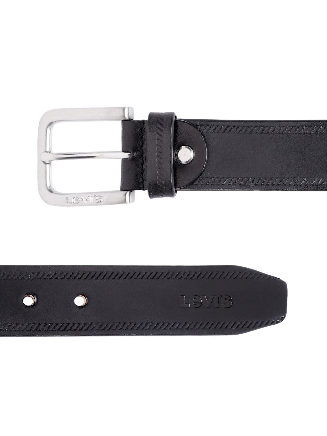 Men's Black Solid Belt - 9b1311b6-a823-4ab4-ac7c-698044d20d8c1742190777089-Men-Solid-Leather-Belt-3341742190776992-3 View