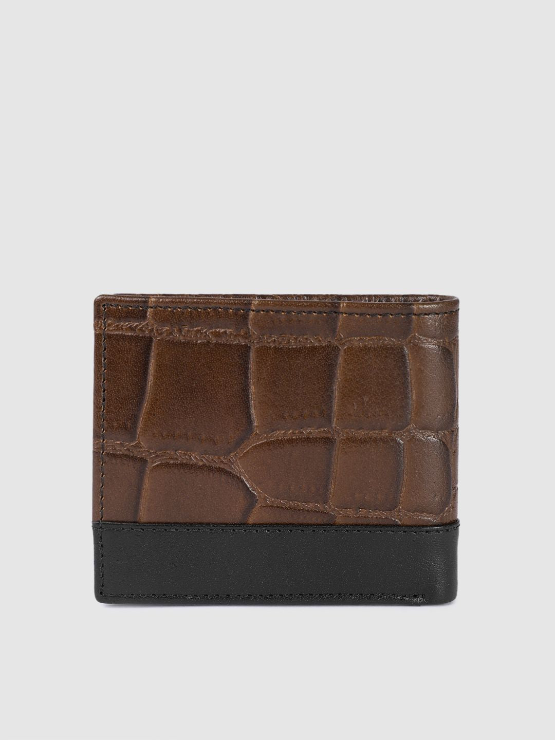 Men's Brown Textured Card Holder - 9bb59ee3-dfd7-41c6-8000-e3e2a44e15a91742210050262-Men-Brown--Black-textured-Leather-Cardholder-173174221004986-2 View