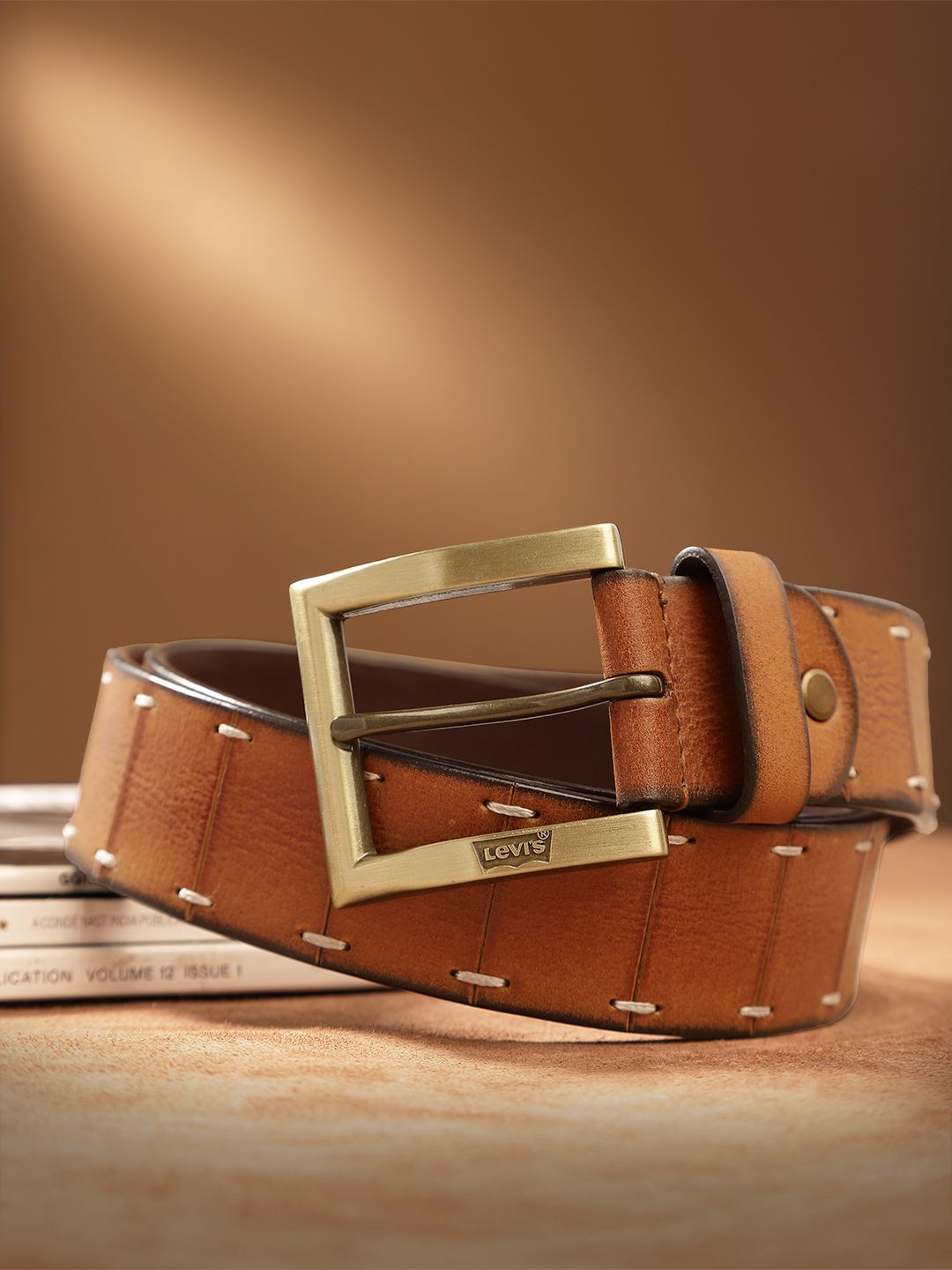 Men's Tan Textured Belt