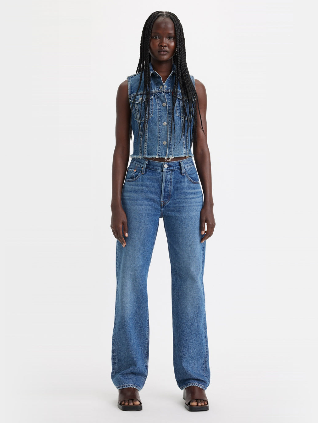 Women's 501 Blue Straight Fit High Rise Jeans - 9fc55eaa80cbd09264cd089e968d07c8 View