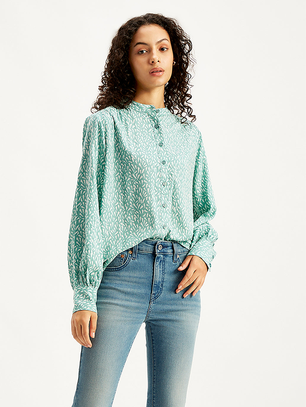 Women's Printed Turquoise Top