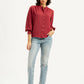 Women's Solid Maroon Mandarin Collar Top - Styleshot View
