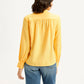 Women's Solid Yellow Mandarin Collar Top - back View