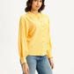 Women's Solid Yellow Mandarin Collar Top - Side View