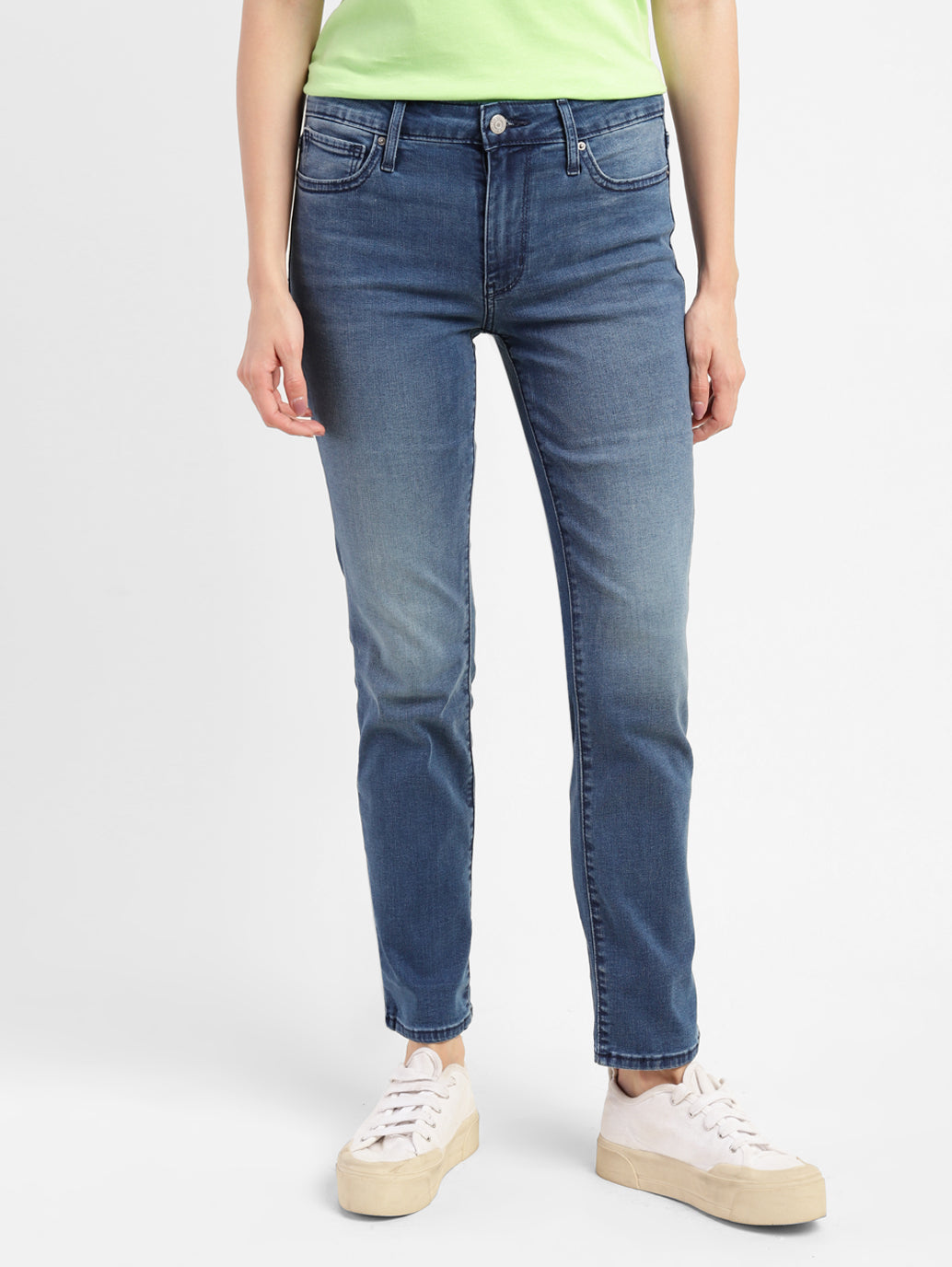 Women's 712 Blue Straight Fit Mid Rise Jeans – Levis India Store