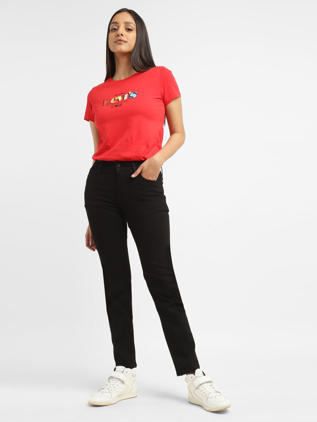 Women's 712 Blue Straight Fit Mid Rise Jeans