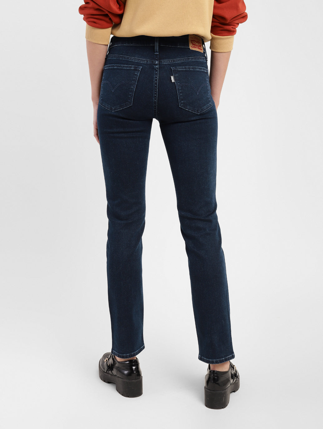 Women's 712 Blue Straight Fit Mid Rise Jeans - e66a37c9-46c7-42ff-ad75-f7dd1c3bcc34 View
