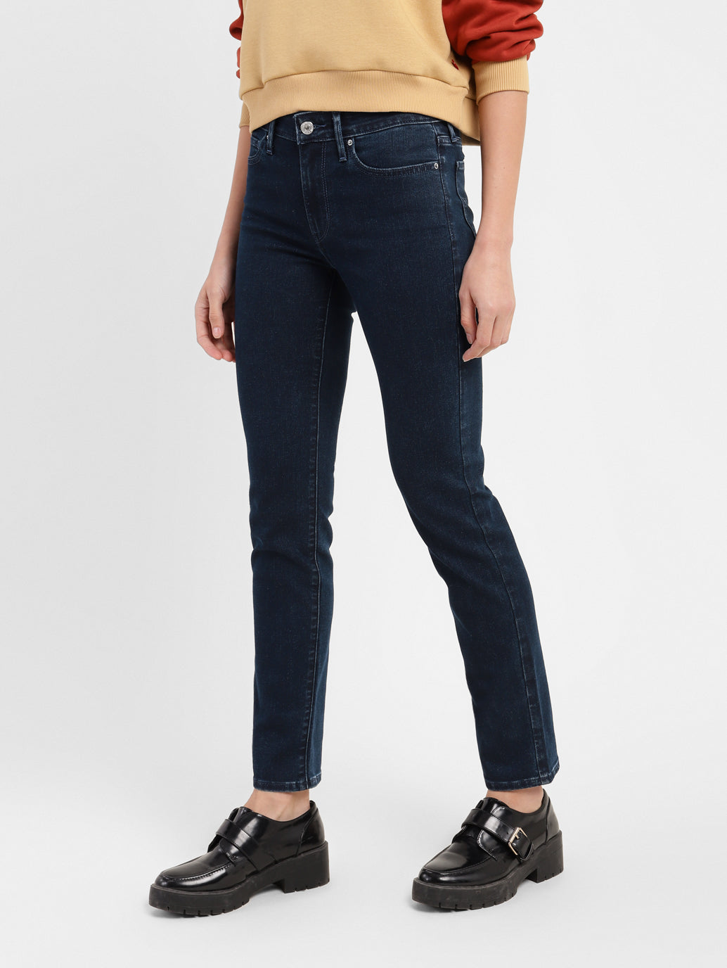 Women's 712 Blue Straight Fit Mid Rise Jeans - 0cfb1494-b7ad-4902-92d4-54980ad162ea View