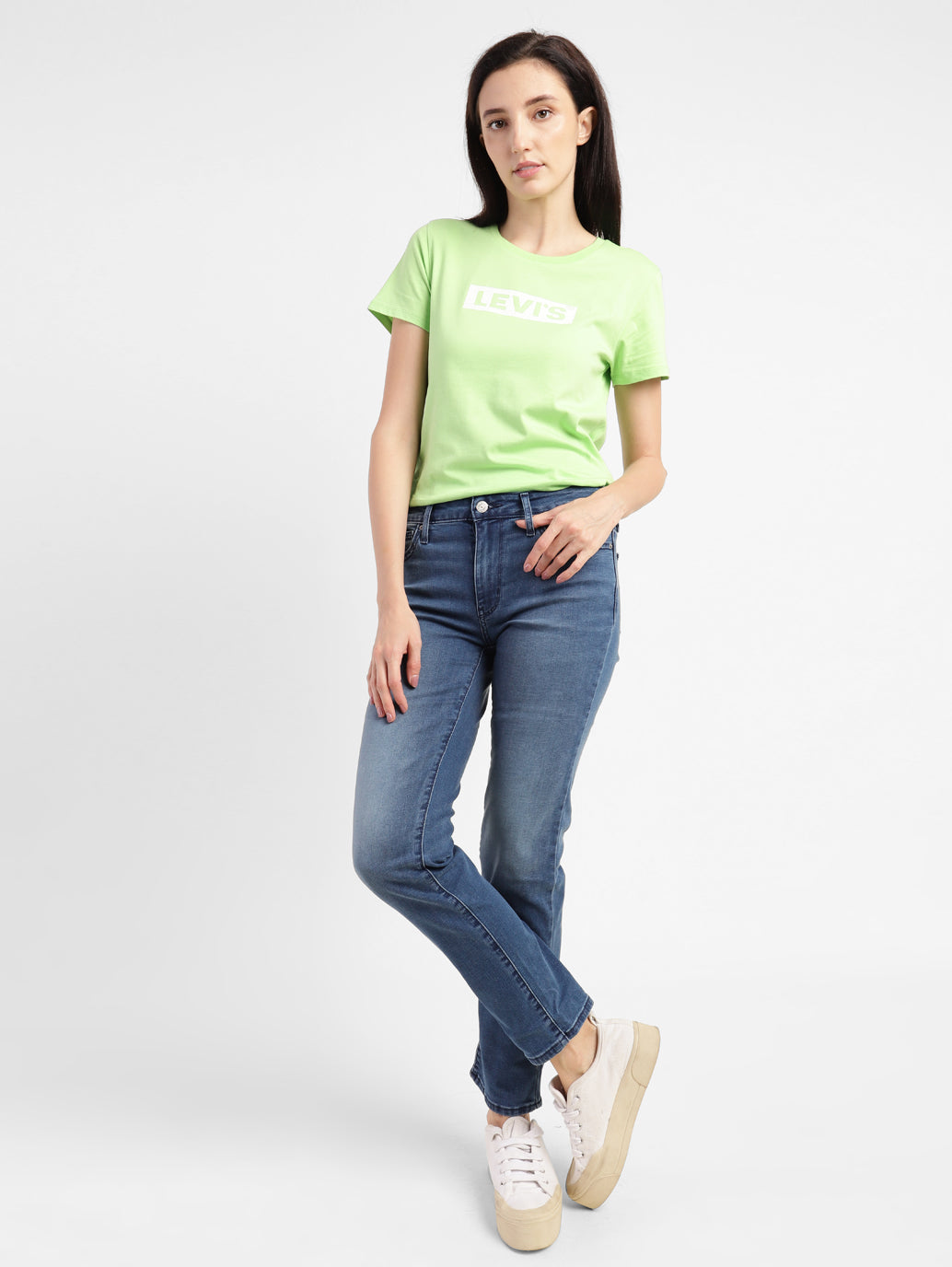 Women's 712 Blue Straight Fit Mid Rise Jeans