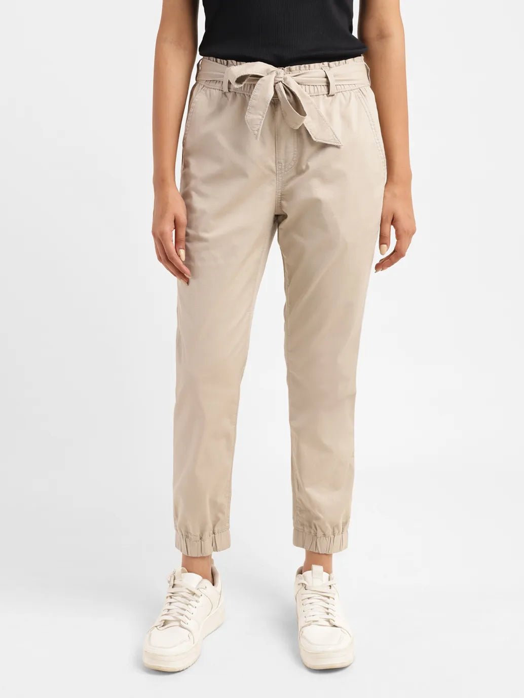 Khaki Women Beige Relaxed Regular Fit Self Design Cotton Joggers at Rs 320  in New Delhi